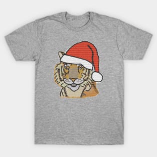 Big Cats Knitted Tiger Christmas Santa Hat T-Shirt